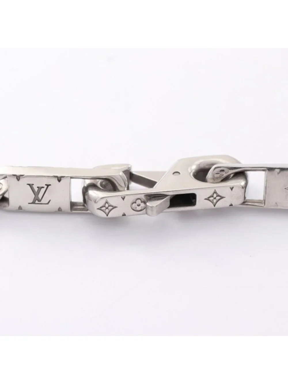 Louis Vuitton Necklace Monogram Tied Up Silver Stainless Steel